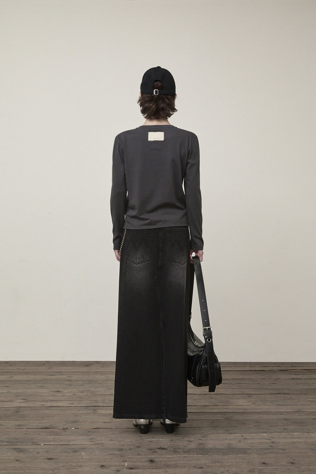 Matin Kim - Damage Point Long Denim Skirt (Black) product image 7 | TRAB K-Fashion Australia