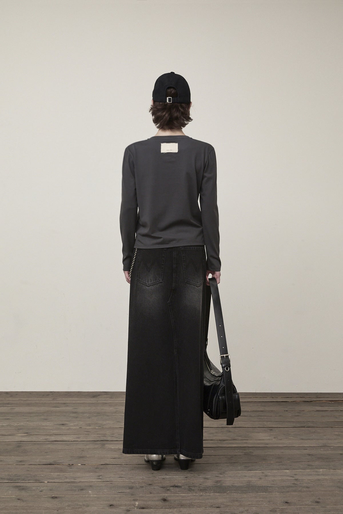 Matin Kim - Damage Point Long Denim Skirt (Black) product image 7 | TRAB K-Fashion Australia