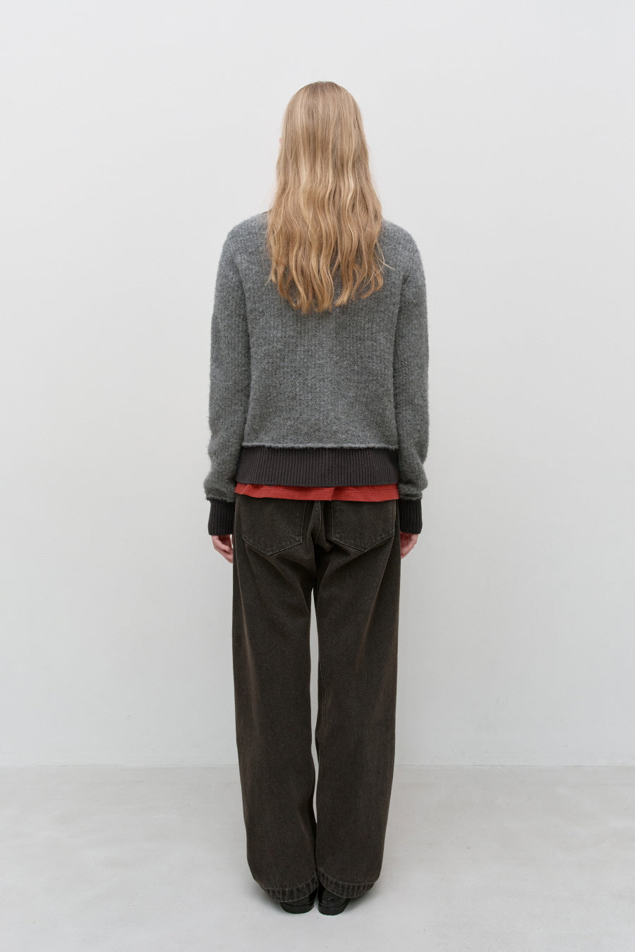 Insilence - Detachable Muffler Cardigan (Charcoal) product image 6 | TRAB K-Fashion Australia