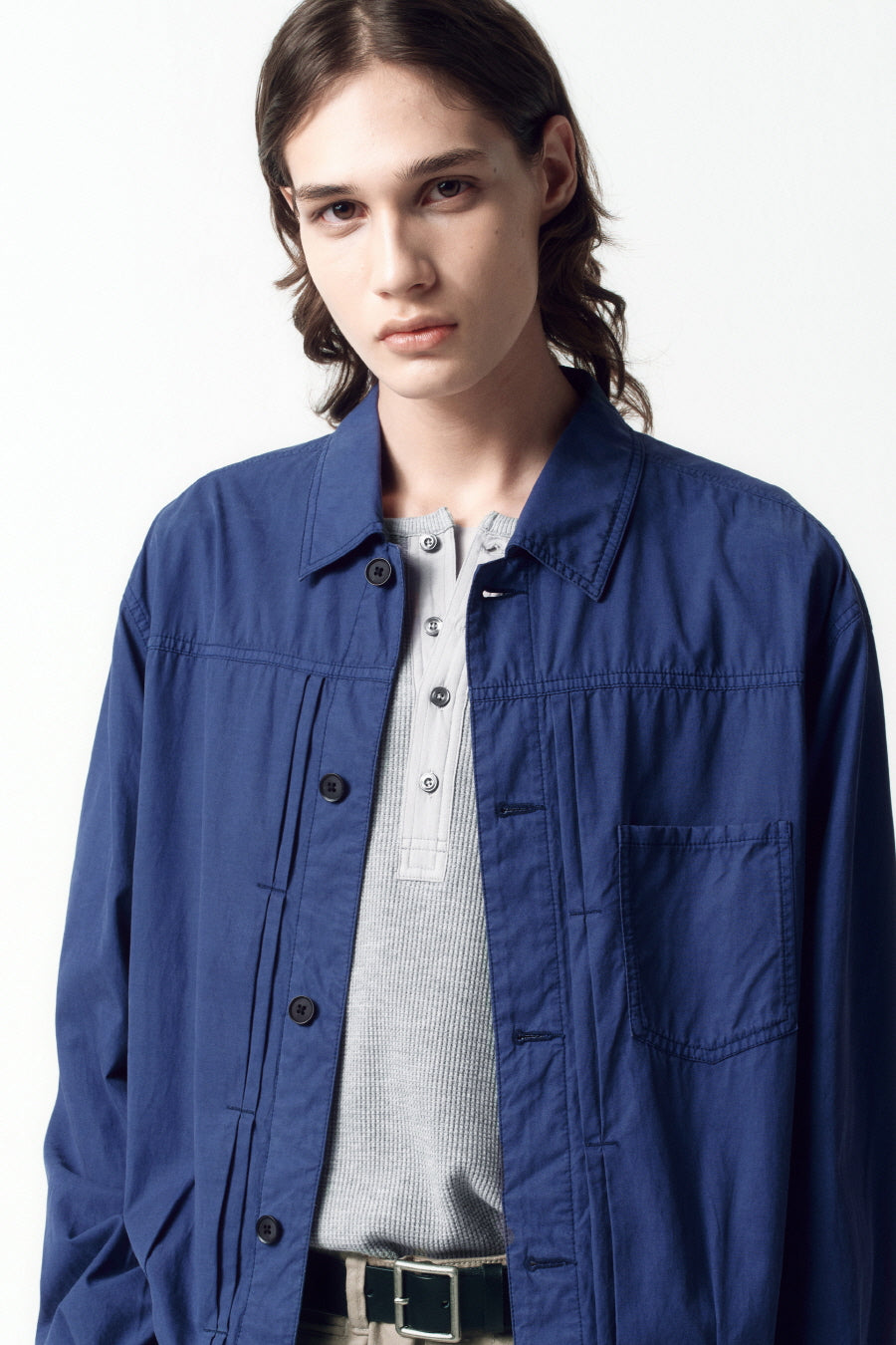 Insilence - Garment-Dyed Tencel Jean Jacket (Washed Blue) product image 2 | TRAB K-Fashion Australia