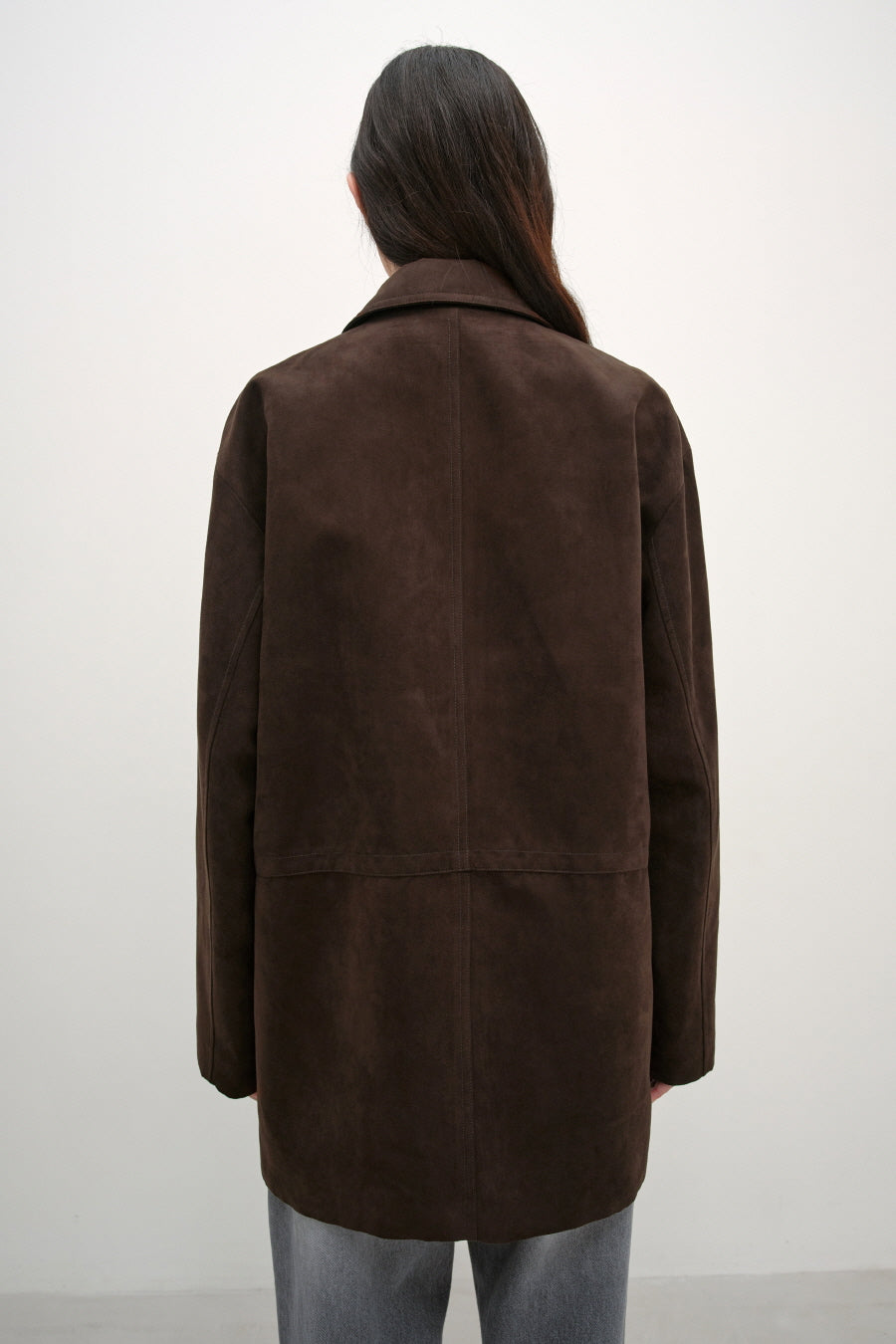 Insilence - Faux Suede Car Coat (Dark Brown) product image 5 | TRAB K-Fashion Australia