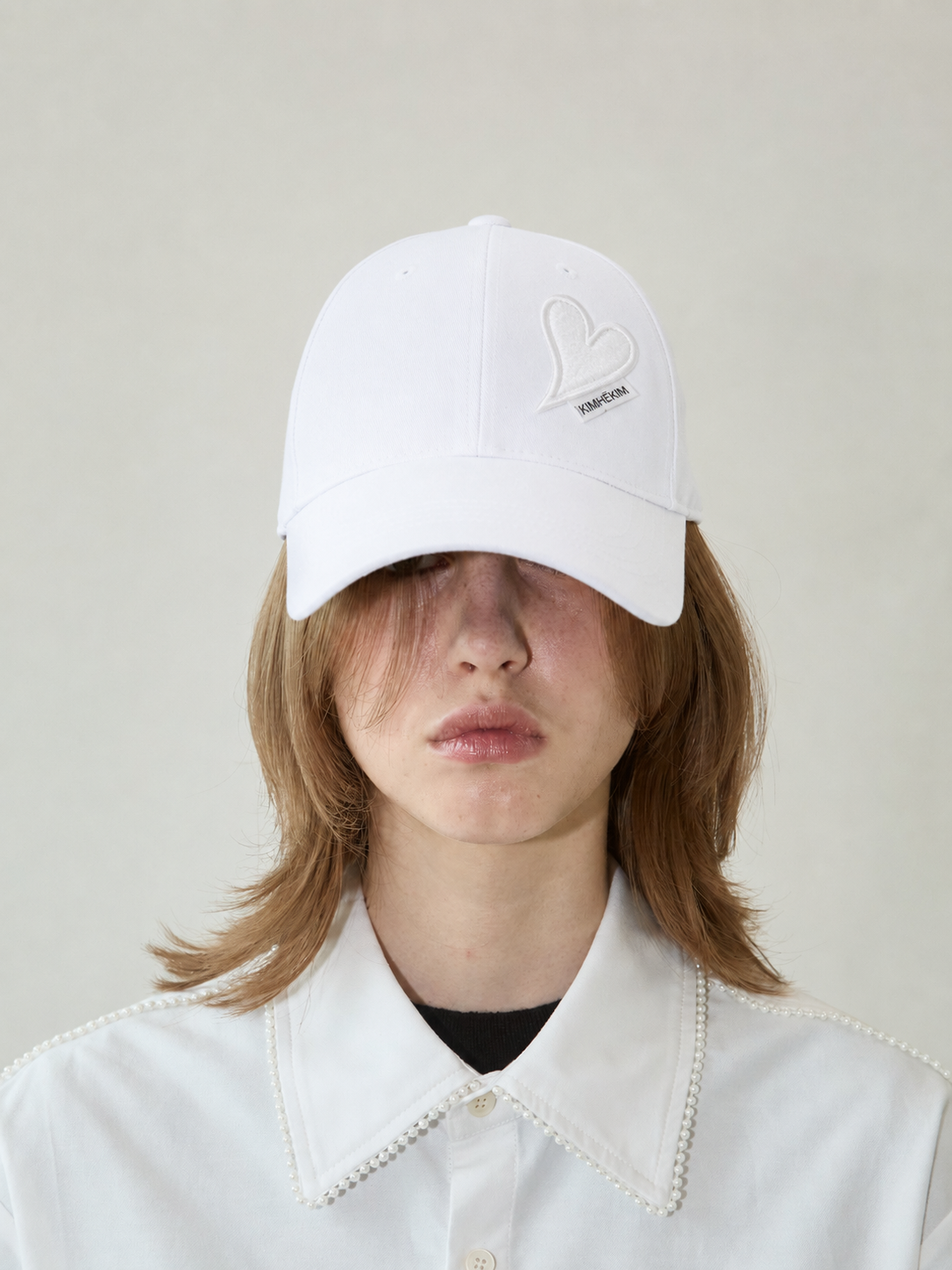 Kimhe Kim - Heart Patches Ball Cap (White) product image 1 | TRAB K-Fashion Australia