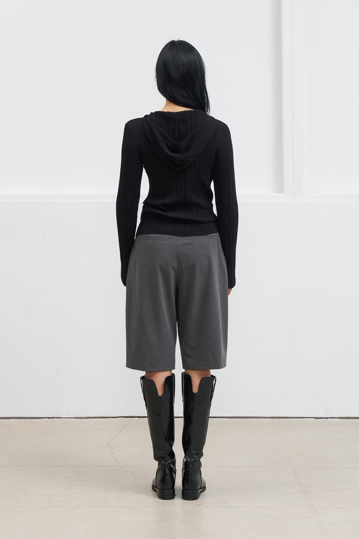Deinet - Knit Button Hoodie Cardigan (Black) product image 3 | TRAB K-Fashion Australia