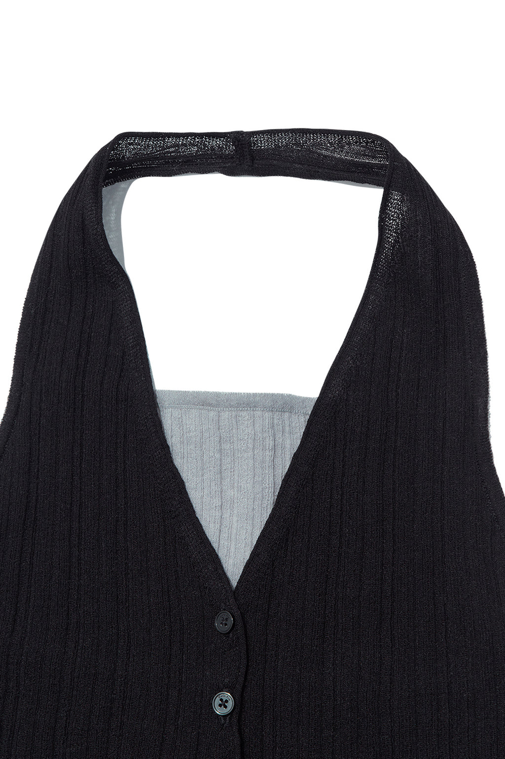 Matin Kim - Layered Button Halter Neck Top (Black) product image 3 | TRAB K-Fashion Australia