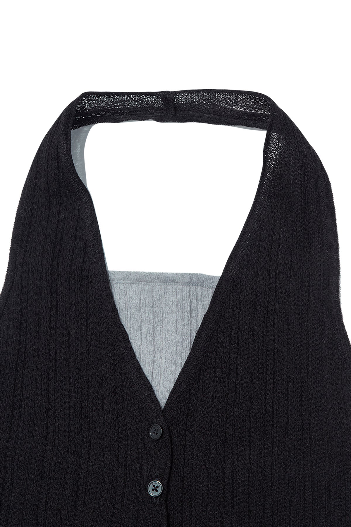 Matin Kim - Layered Button Halter Neck Top (Black) product image 3 | TRAB K-Fashion Australia