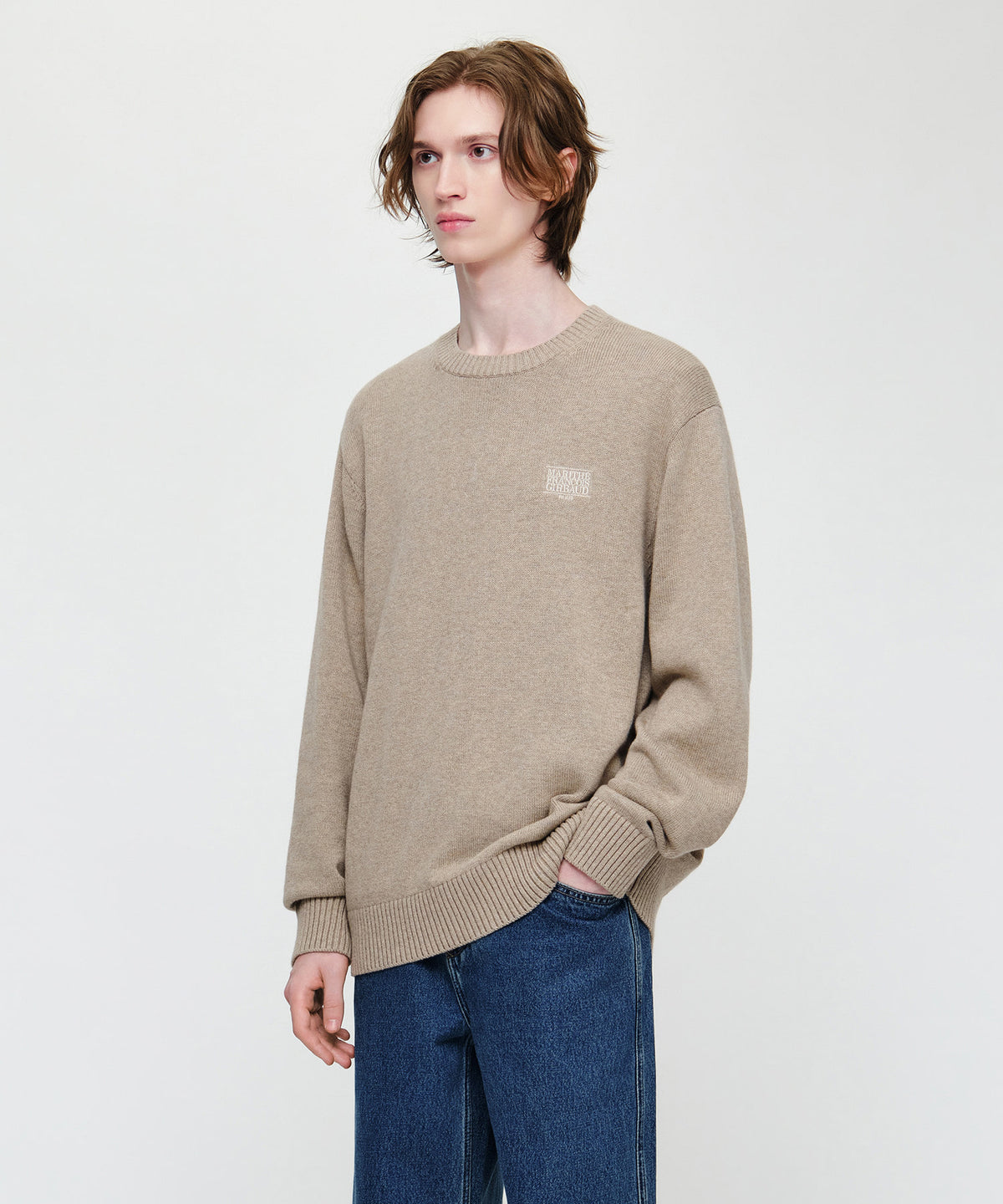 Marithe & Francois Girbaud - Small Classic Logo Knit Pullover (Oatmeal) product image 2 | TRAB K-Fashion Australia