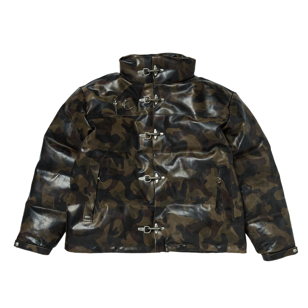Thug Club - Leather Puffer Jacket (Dark Camo) product image 1 | TRAB K-Fashion Australia