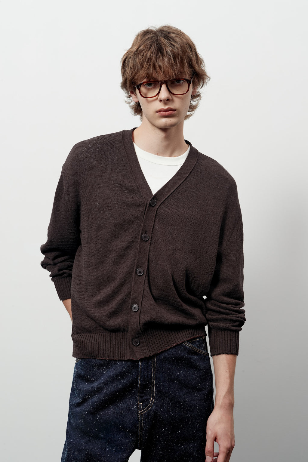 Stu - V- Neck Light Cardigan (Brown) product image 8 | TRAB K-Fashion Australia