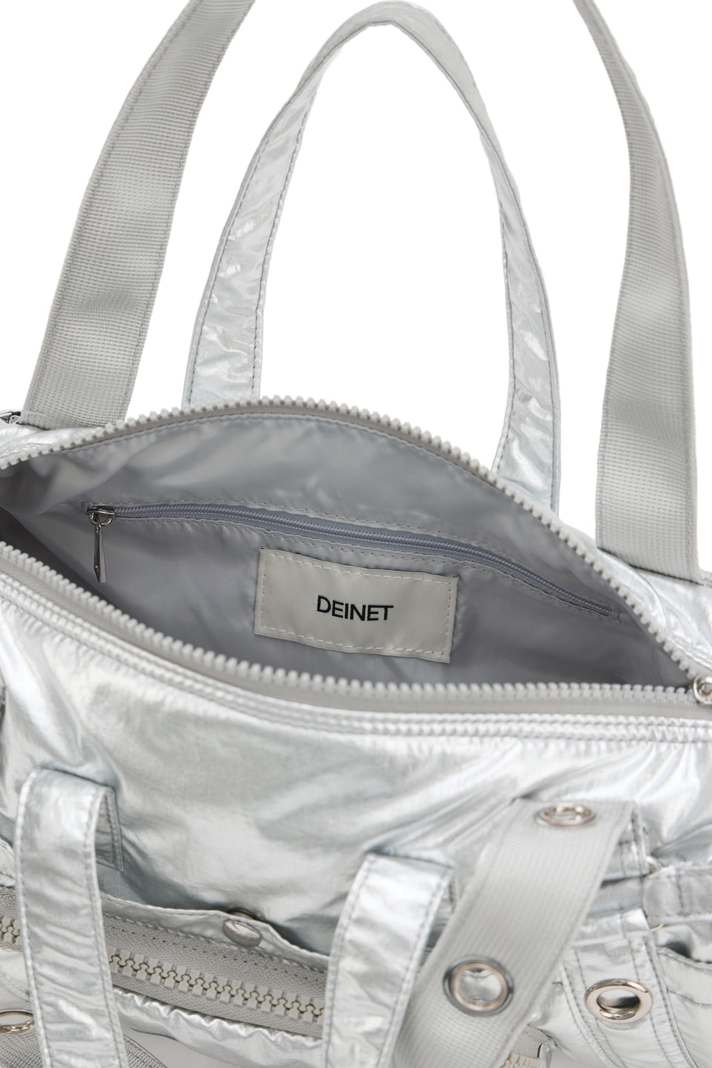 Deinet - Eyelet Glossy Mini Duffle Bag (Silver) product image 14 | TRAB K-Fashion Australia