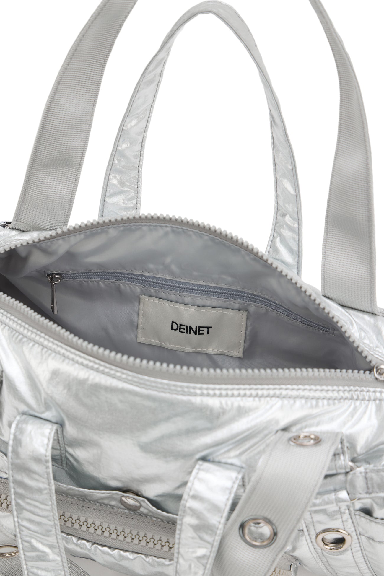 Deinet - Eyelet Glossy Mini Duffle Bag (Silver) product image 14 | TRAB K-Fashion Australia