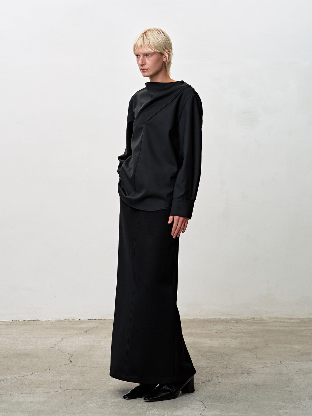 Tonywack - Herringbone Wool Cowl-Neck Blouse (Black) product image 5 | TRAB K-Fashion Australia