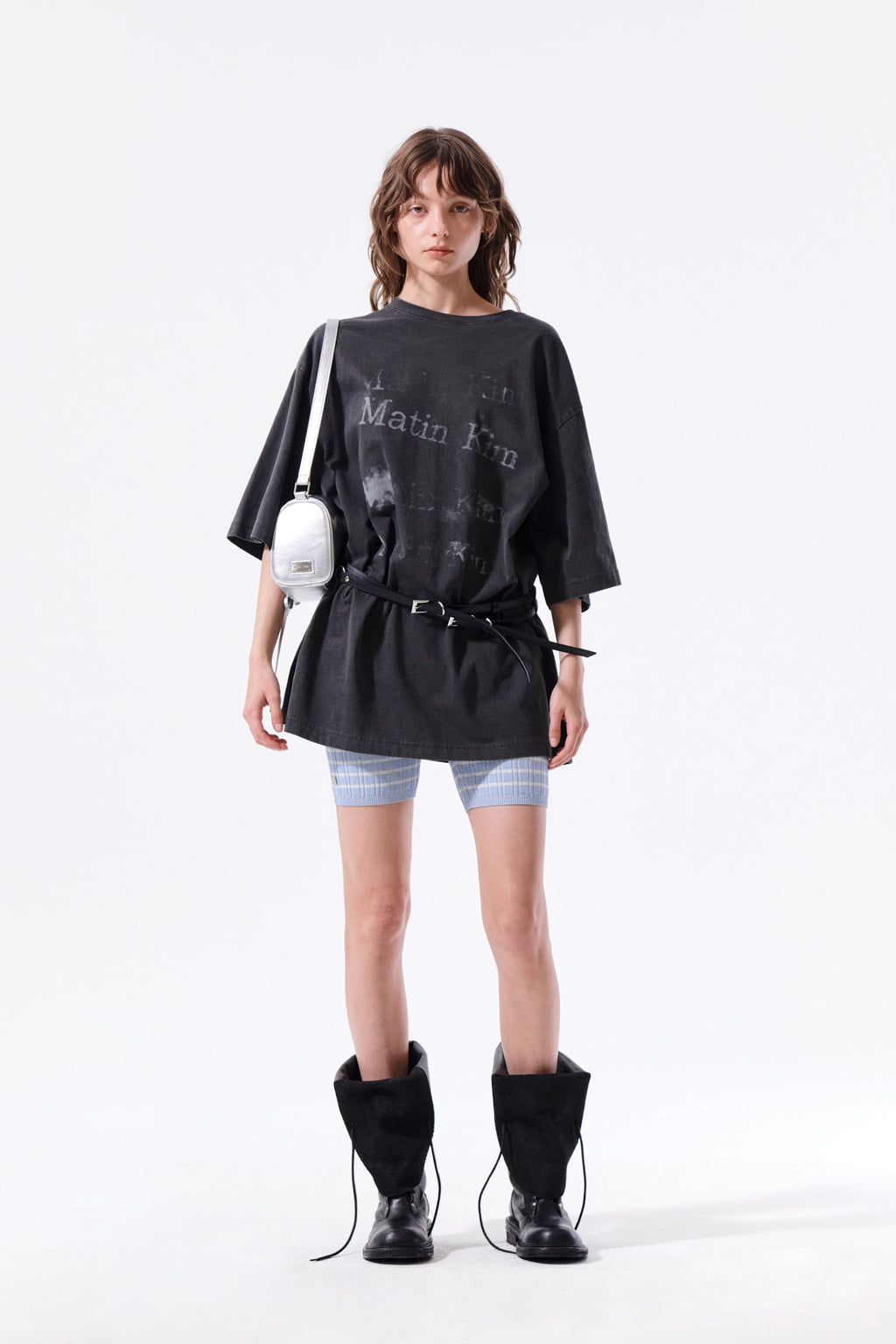 Matin Kim - [Pre-Order – Ships June 22] Pigment Graffiti Logo Top (Charcoal) product image 8 | TRAB K-Fashion Australia