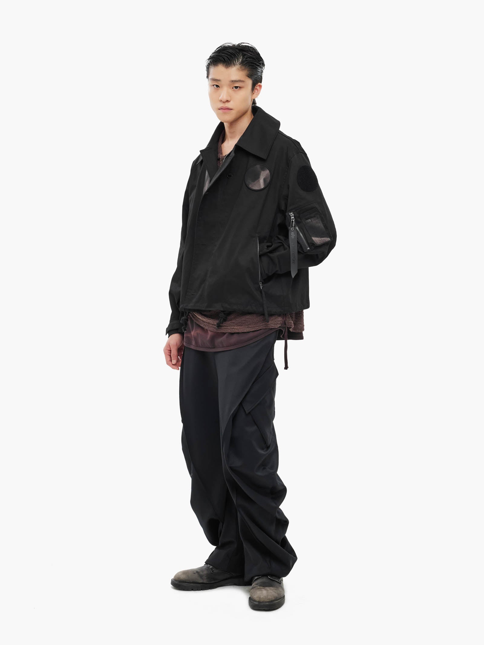 Jiyong Kim - Curved Multi Pocket Trousers (Black) product image 1 | TRAB K-Fashion Australia