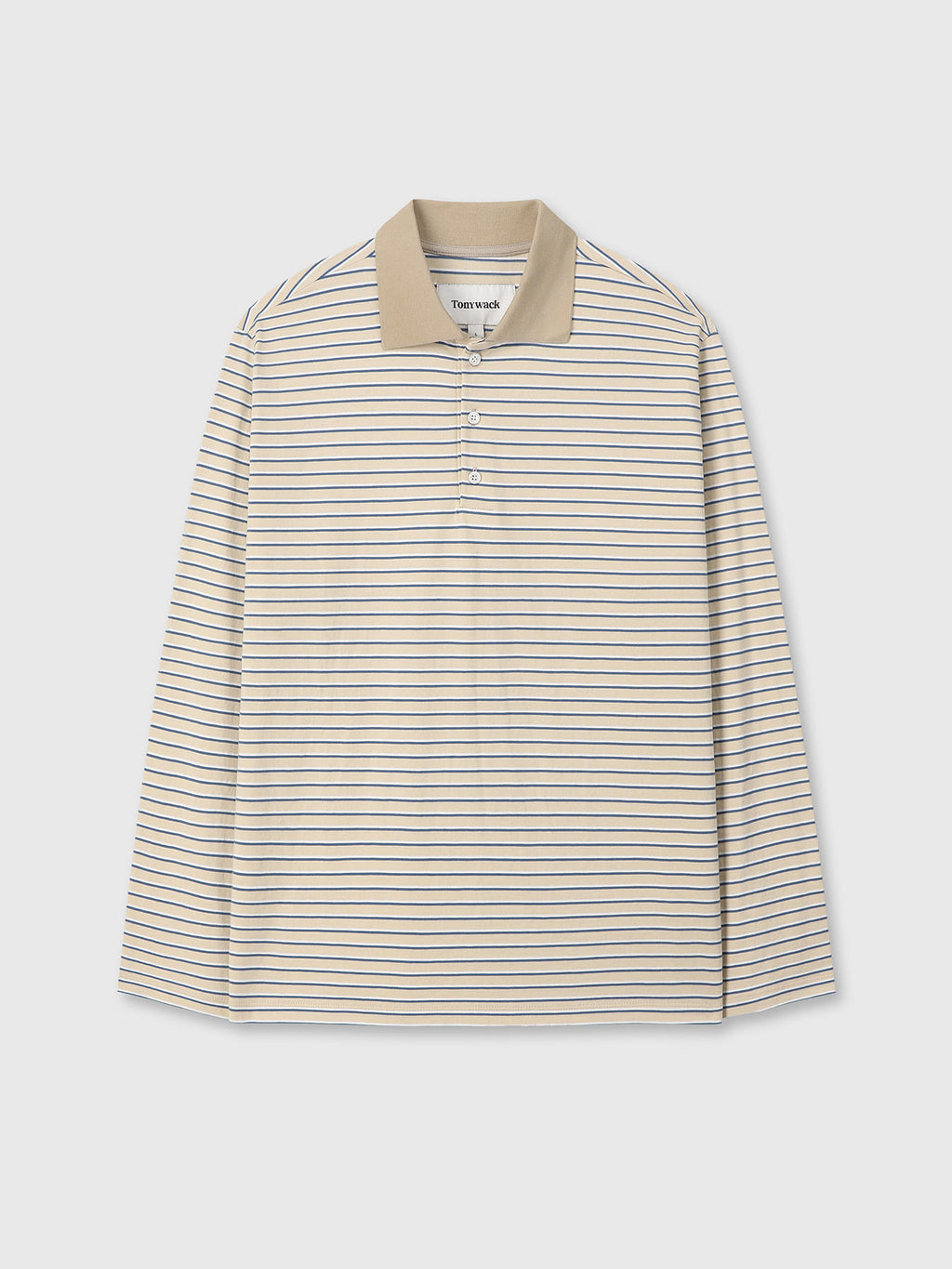Tonywack - Striped Cotton Polo T-Shirt (Beige Multi Stripe) product image 6 | TRAB K-Fashion Australia
