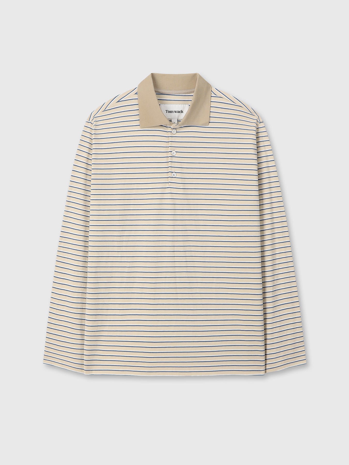 Tonywack - Striped Cotton Polo T-Shirt (Beige Multi Stripe) product image 6 | TRAB K-Fashion Australia