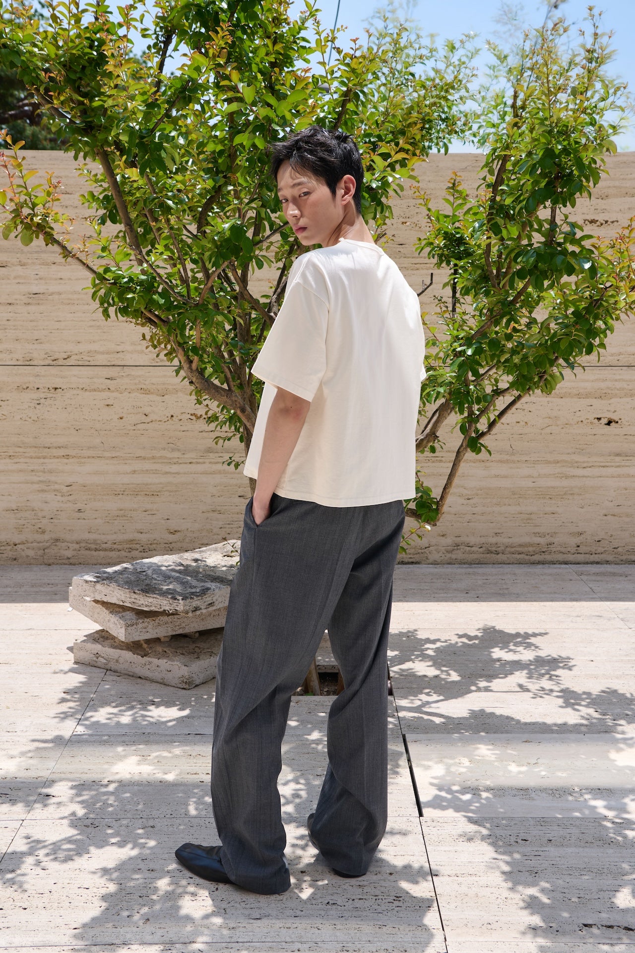 STU - Overlap Crop T-shirt (Ivory) product image 8 | TRAB K-Fashion Australia
