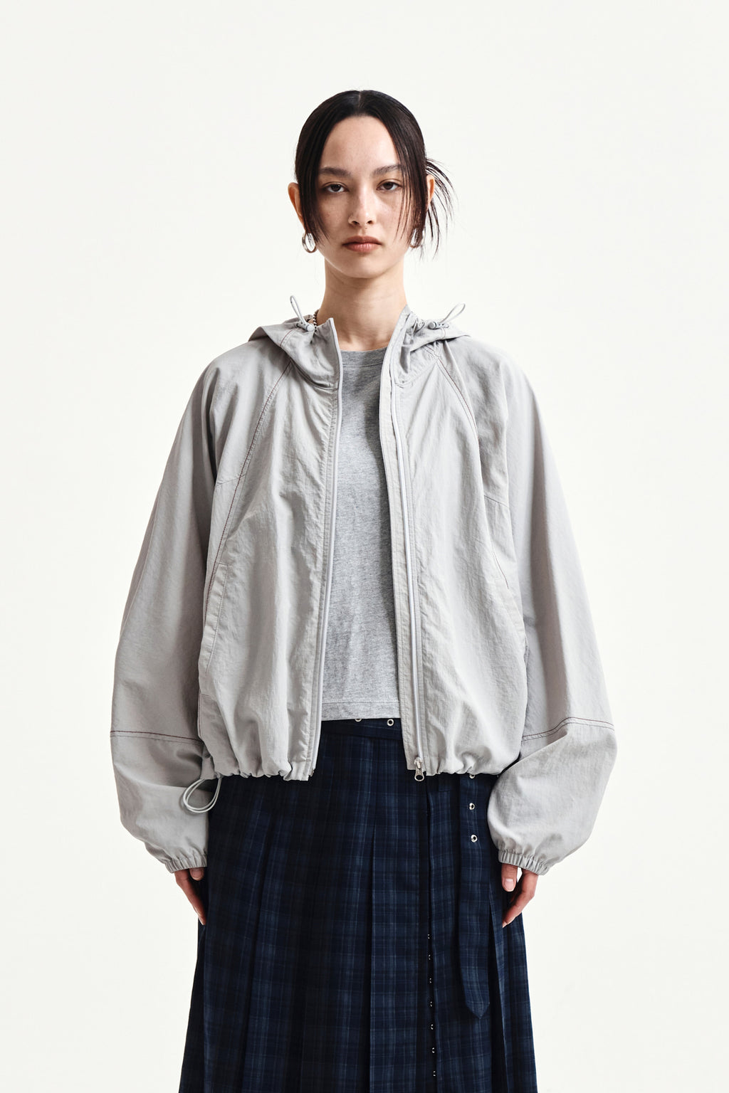 Matin Kim - Cropped Back Logo Hoody Wind Breaker (Light Beige) product image 11 | TRAB K-Fashion Australia