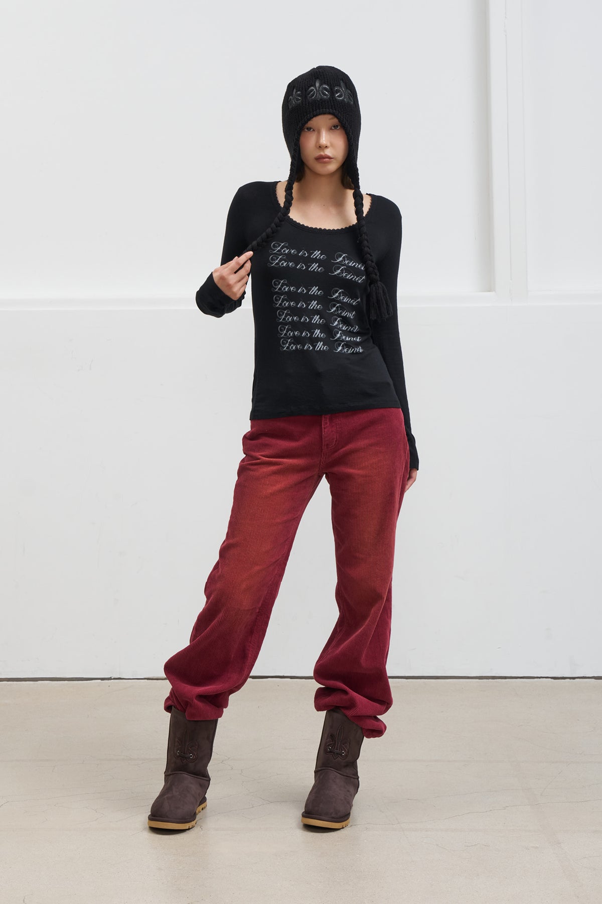 Deinet - Straight Brush Corduroy Pants (Burgundy) product image 2 | TRAB K-Fashion Australia