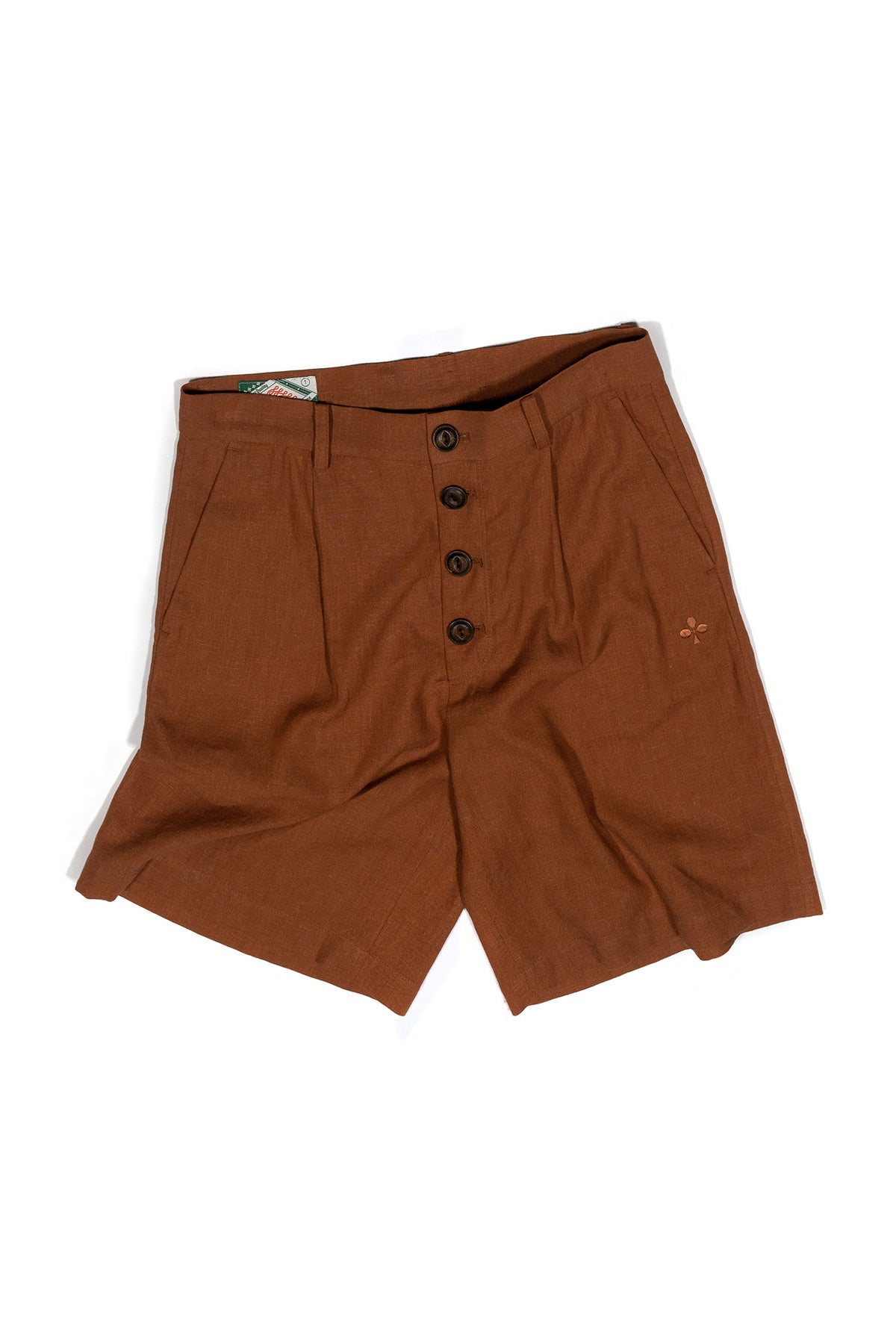 Ioedle - Clover Embroidered Button Shorts (Brown) product image 1 | TRAB K-Fashion Australia