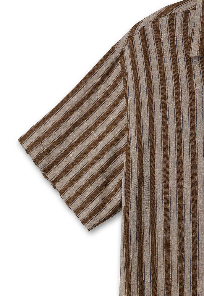 Art if acts - Linen Stripe Camp Half Shirt (Camel) product image 8 | TRAB K-Fashion Australia