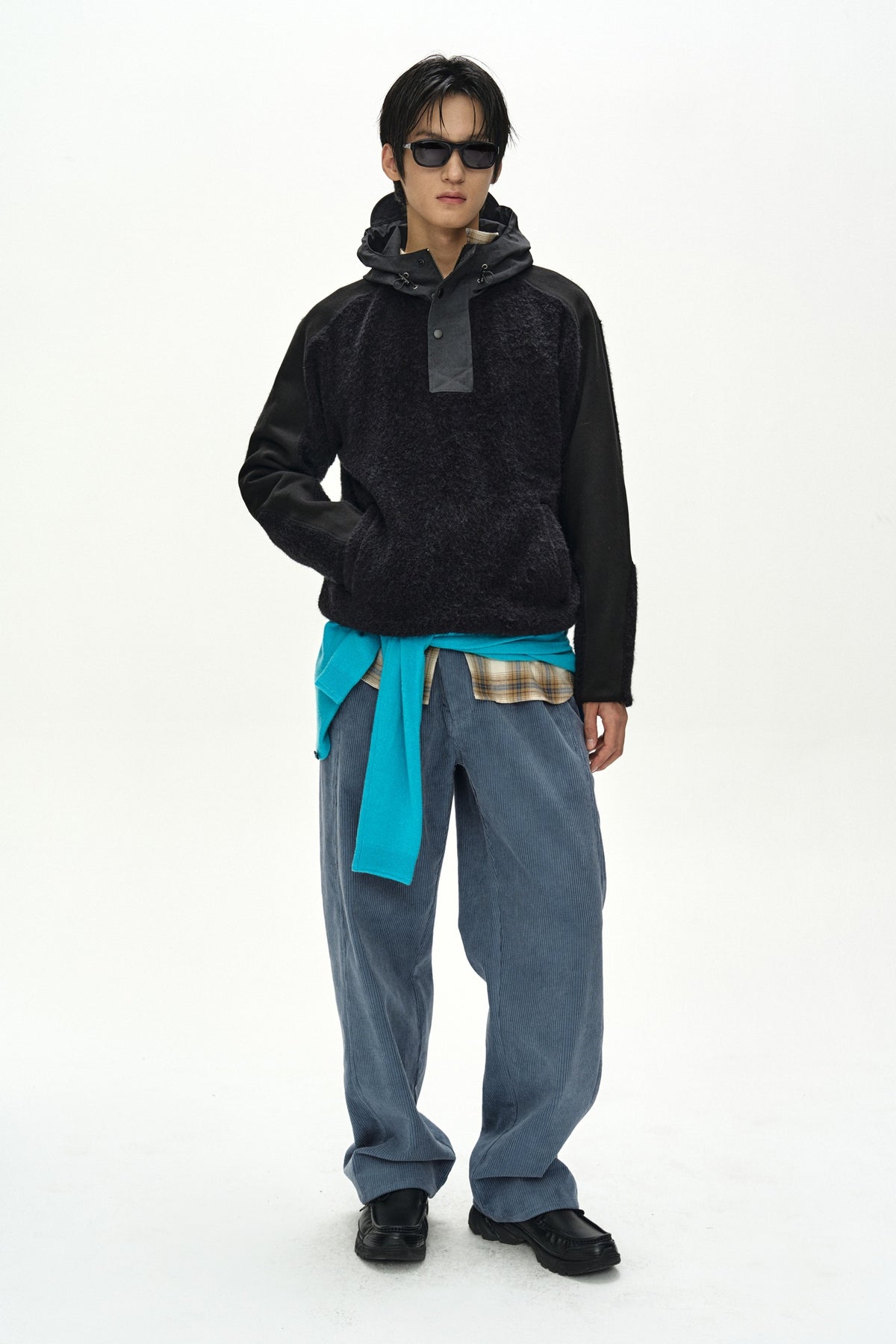 Andersson Bell - Orte Terry Half Zip Up Hoodie (Black) product image 2 | TRAB K-Fashion Australia