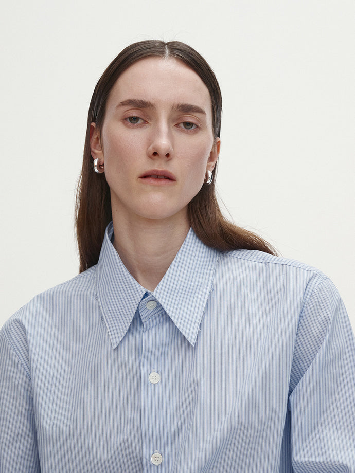 Tonywack - Cut Out Stripe Cotton Shirt (Sky Blue Stripe) product image 1 | TRAB K-Fashion Australia