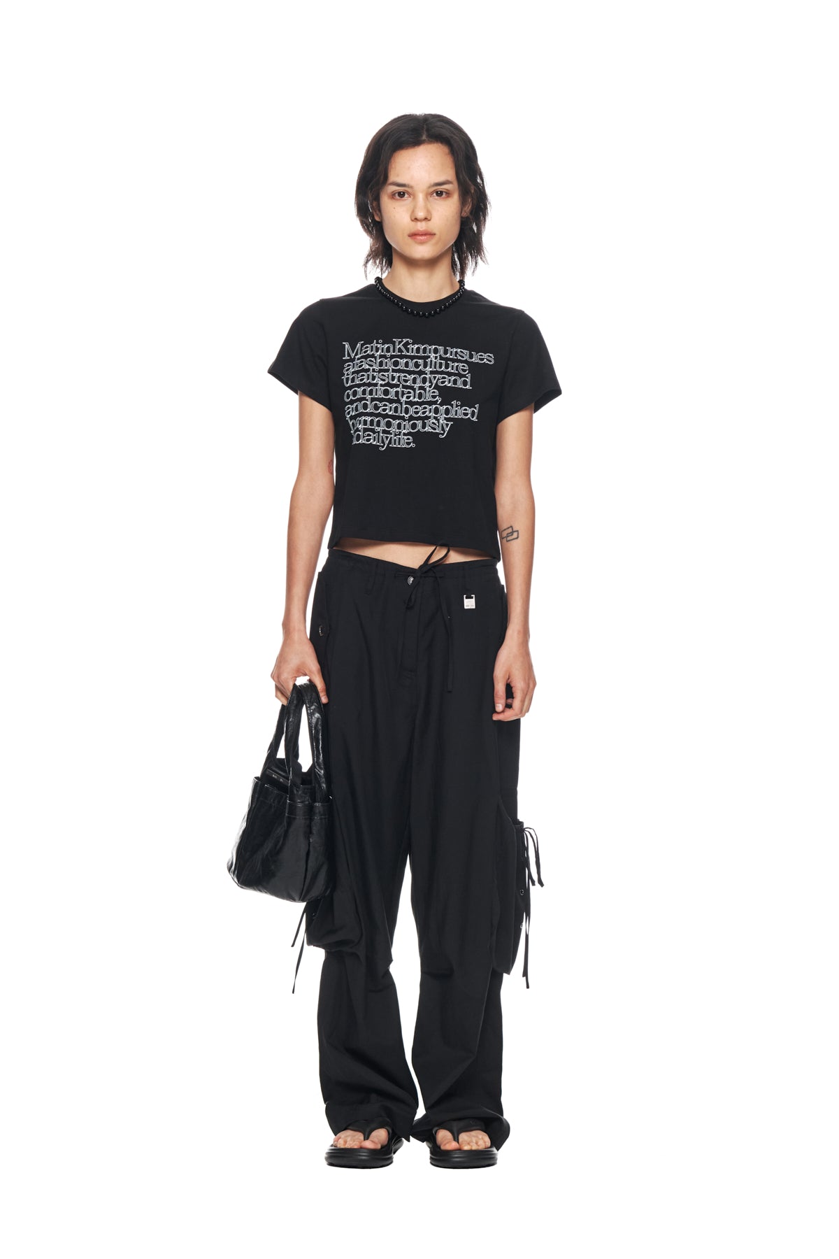 Matin Kim - String Point Big Pocket Cargo Pants (Black) product image 5 | TRAB K-Fashion Australia