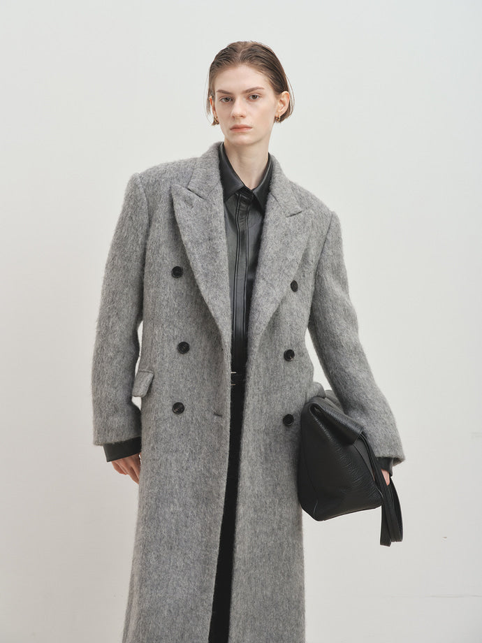 Tonywack - Soft Wool Alpaca Double-Breasted Coat (Melange Grey) product image 6 | TRAB K-Fashion Australia