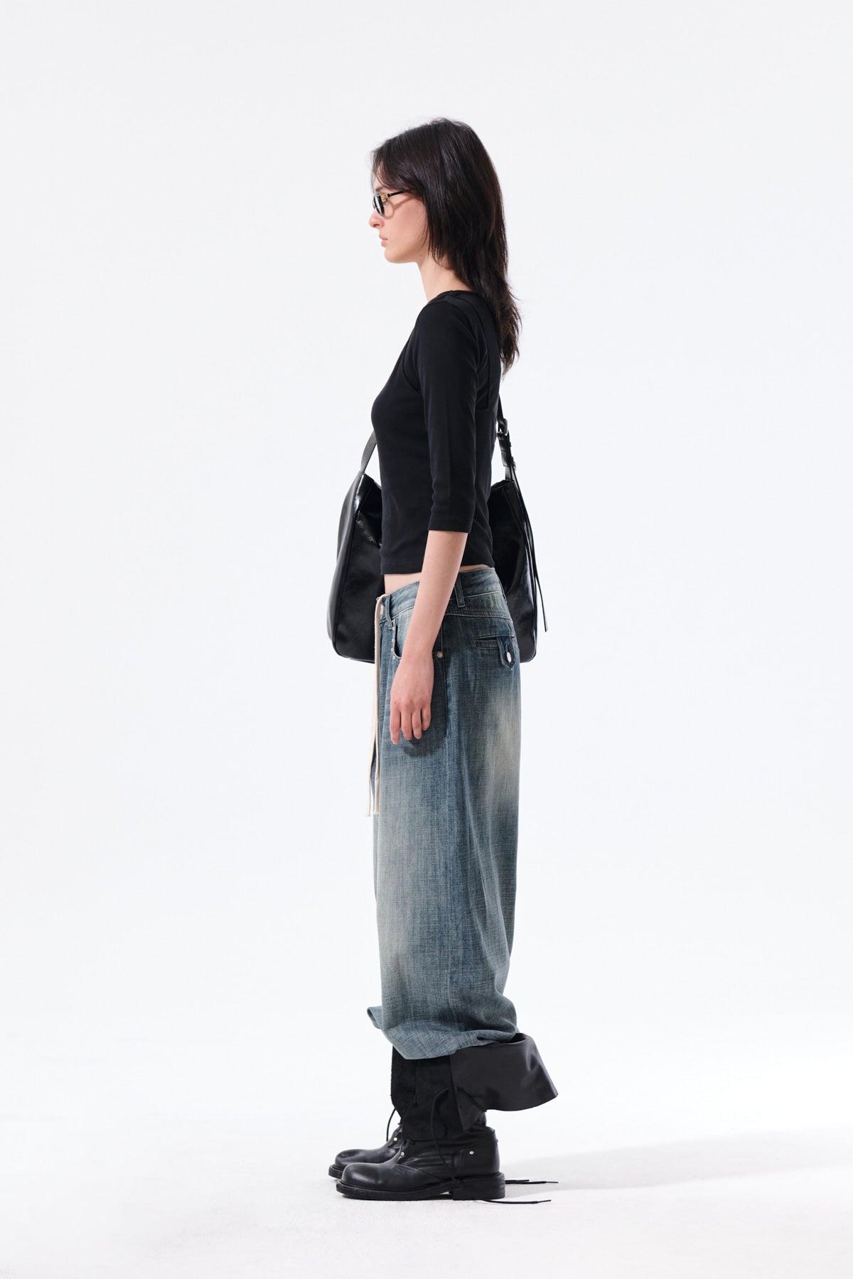 Matin Kim - 3/4 Sleeve Top & Tank Layered Set (Black) product image 8 | TRAB K-Fashion Australia