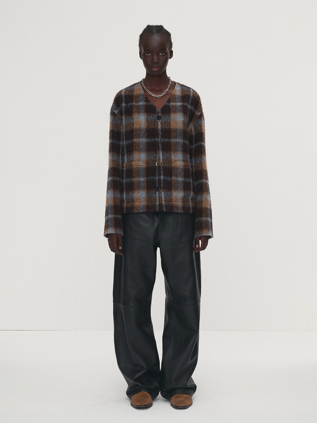 Tonywack - Checked Wool Mohair Blouson Italian Fabric (Brown) product image 4 | TRAB K-Fashion Australia
