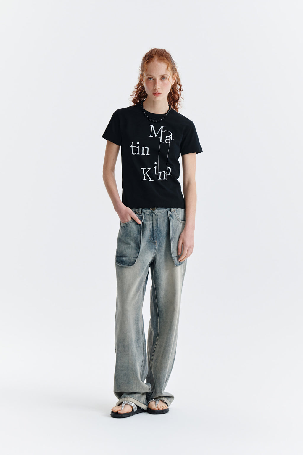 Matin Kim - Patchwork Graphic Printing Logo Top (Black) product image 8 | TRAB K-Fashion Australia