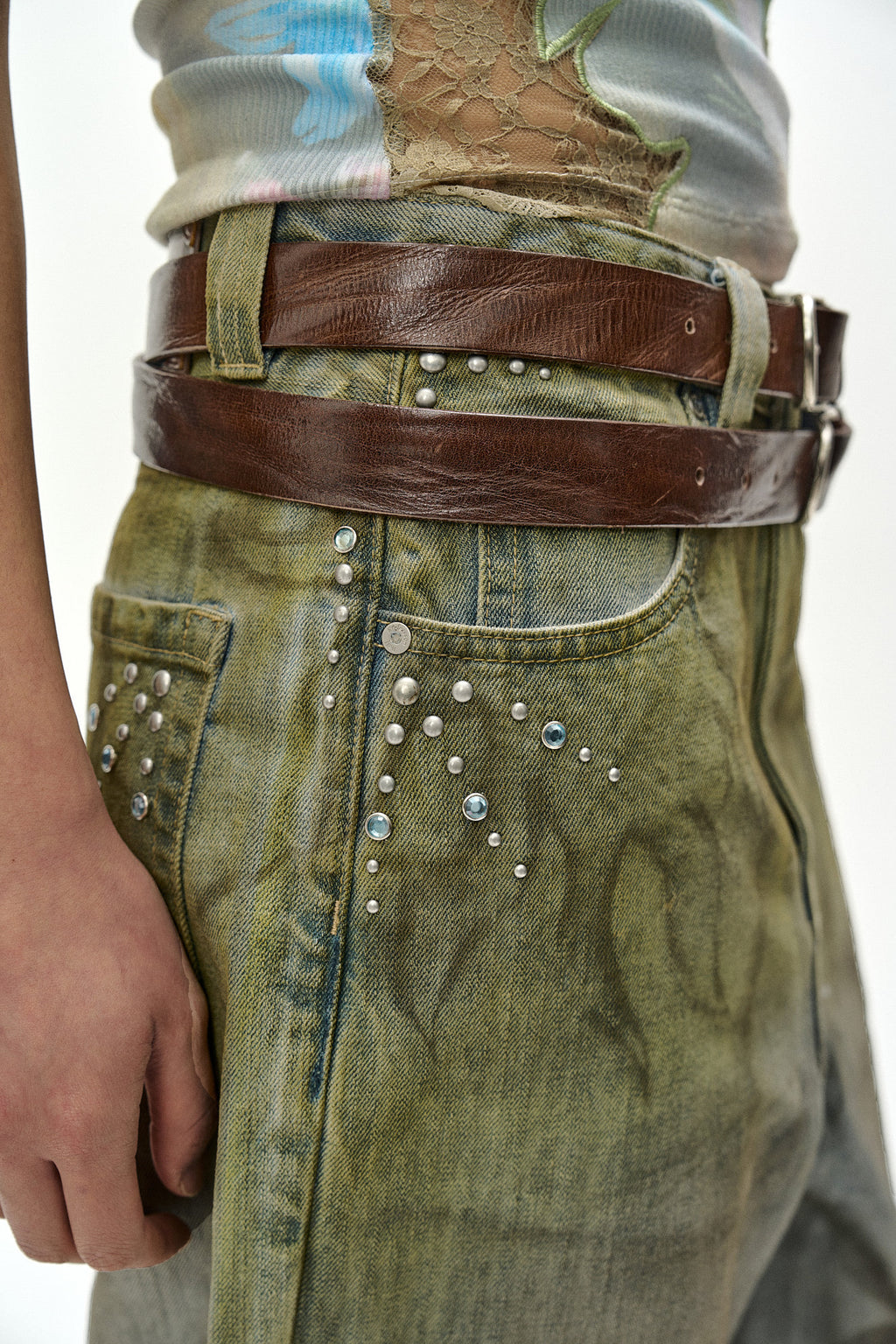 Andersson Bell - Botanical-Print Jeans (Green/Blue) product image 6 | TRAB K-Fashion Australia