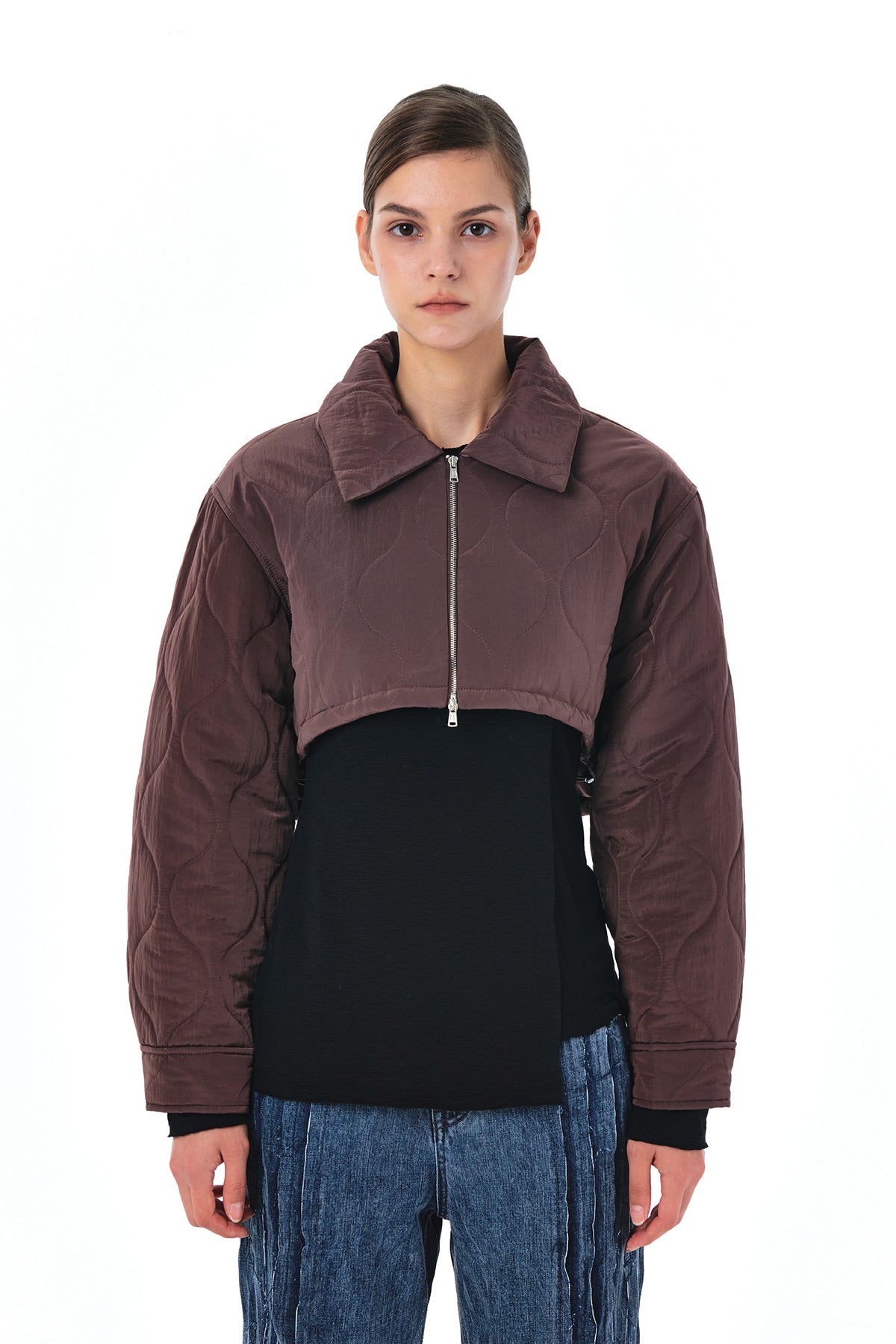 Matin Kim - Bolero Short Padding Jumper (Cocoa) product image 10 | TRAB K-Fashion Australia
