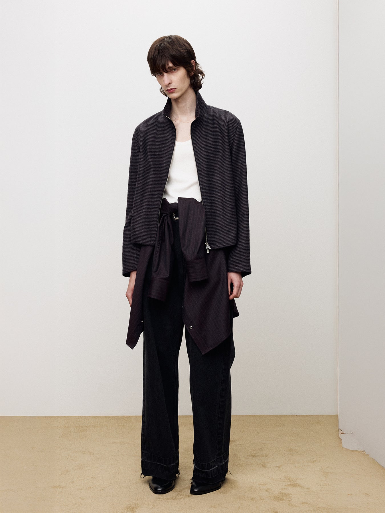 Tonywack - Brushed Stripe Full Zip Jumper (Purple Multi Stripe) product image 1 | TRAB K-Fashion Australia