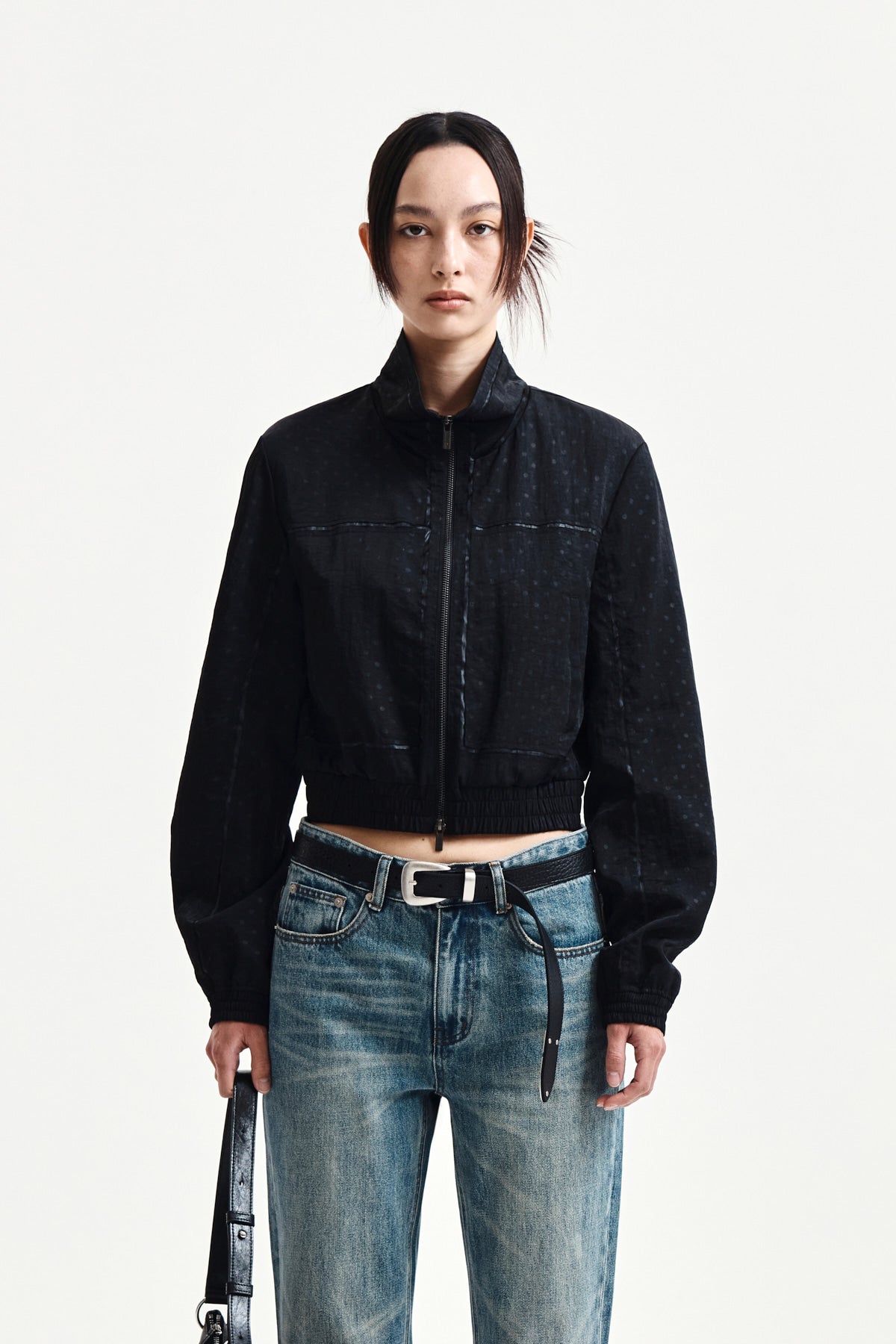Matin Kim - Cropped Embroidery Back Logo Jumper (Strong Black) product image 6 | TRAB K-Fashion Australia