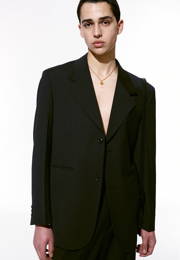 Tonywack - Tropical Wool Relaxed Tailored Jacket (Summer Exclusive) (Black) product image 1 | TRAB K-Fashion Australia