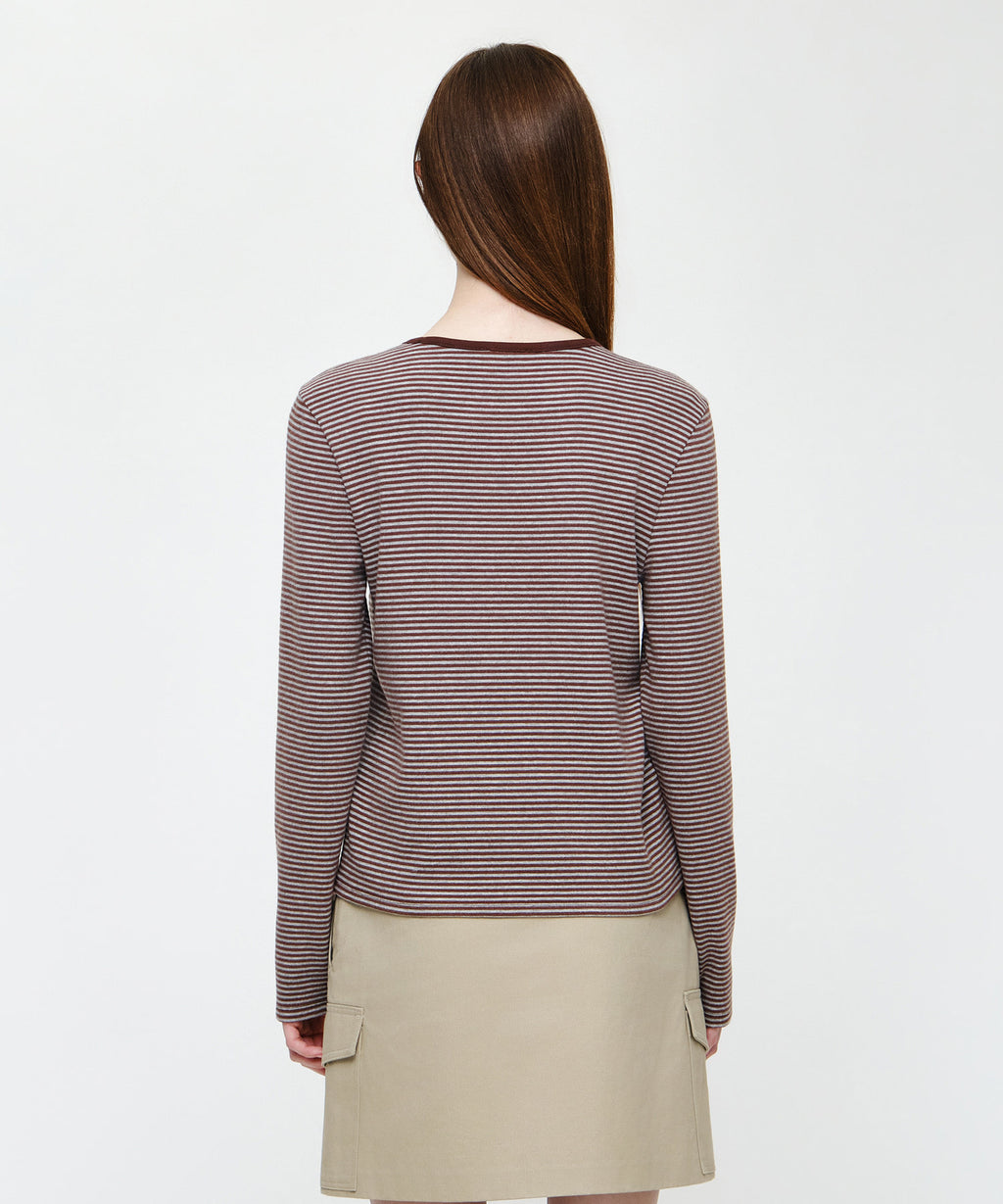 Marithe & Francois Girbaud - Stripe Long Sleeve Tee (Dark Brown) product image 3 | TRAB K-Fashion Australia