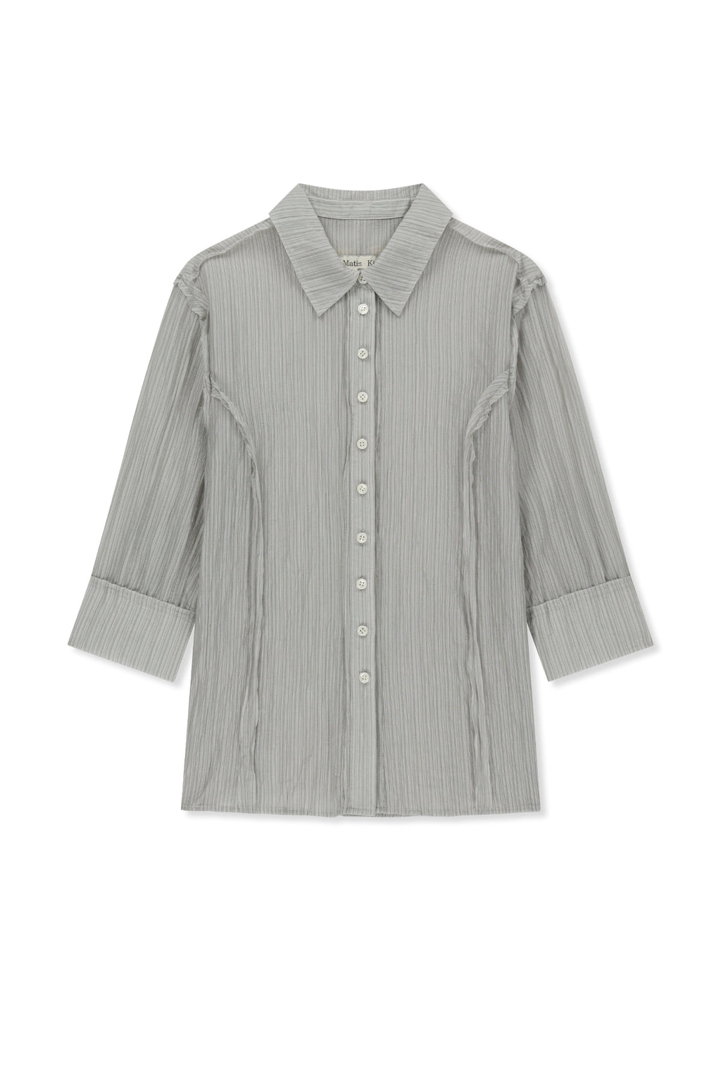 Matin Kim - Raw Edge Crinkle Blouse (Light Grey) product image 1 | TRAB K-Fashion Australia