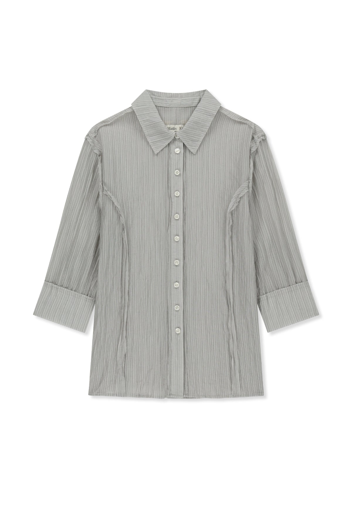 Matin Kim - Raw Edge Crinkle Blouse (Light Grey) product image 1 | TRAB K-Fashion Australia