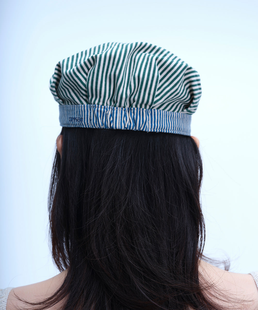 Coyseio - Striped Pintuck Puff Cap (Green) product image 7 | TRAB K-Fashion Australia