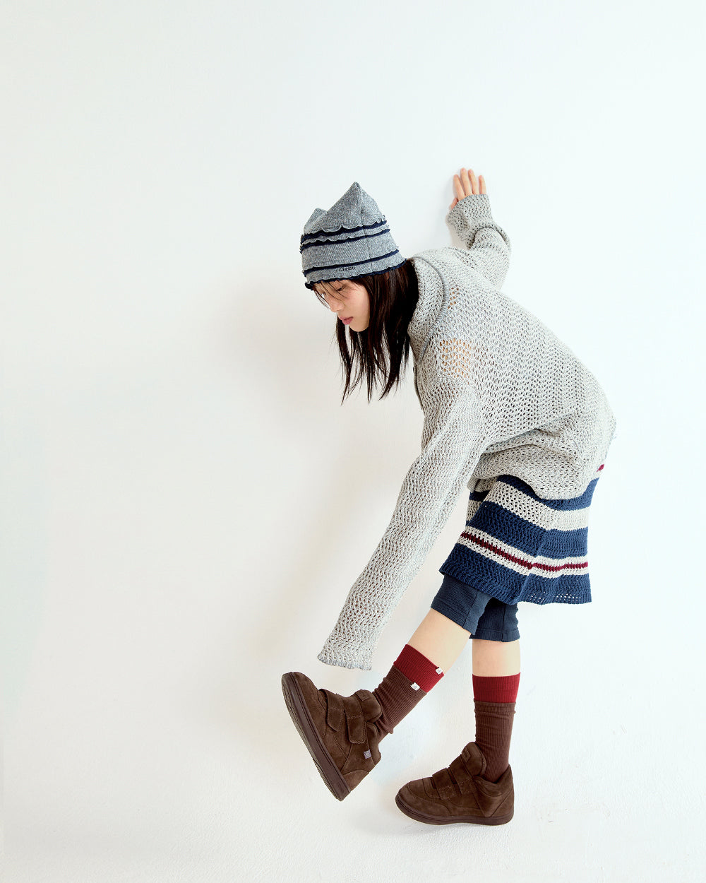 Coyseio - Net Knit Cardigan (Grey) product image 3 | TRAB K-Fashion Australia