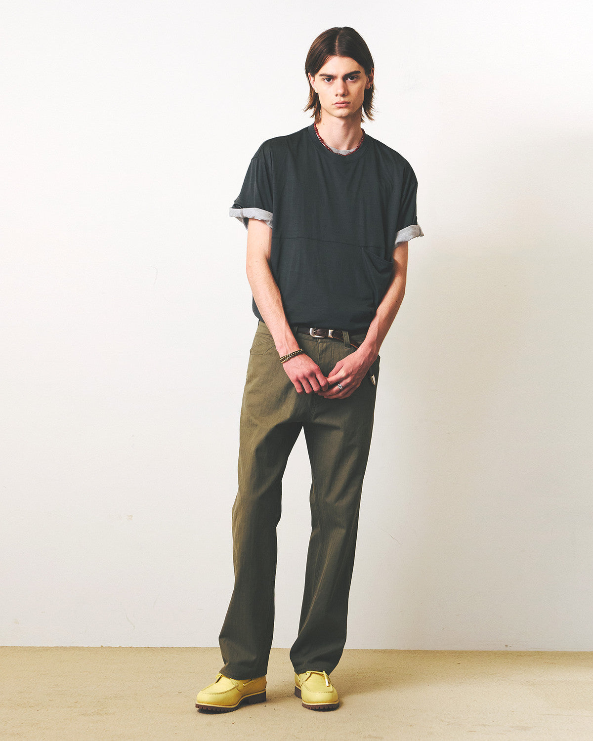 Eastlogue - Rockabilly Trucker Pants (Olive Herringbone) product image 4 | TRAB K-Fashion Australia