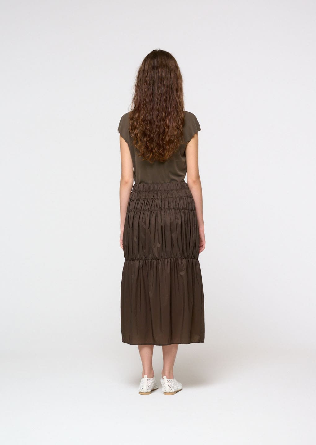 Amomento - Nylon Shirring Skirt (Brown) product image 4 | TRAB K-Fashion Australia