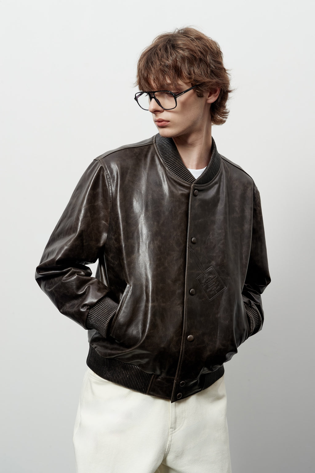 Stu - Stamped Lamb Skin Leather Jacket (Brown) product image 8 | TRAB K-Fashion Australia