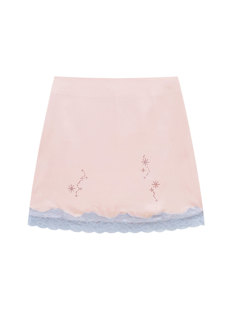 Margarin Fingers - Lace Satin Hotfix Skirt (Pink) product image 2 | TRAB K-Fashion Australia