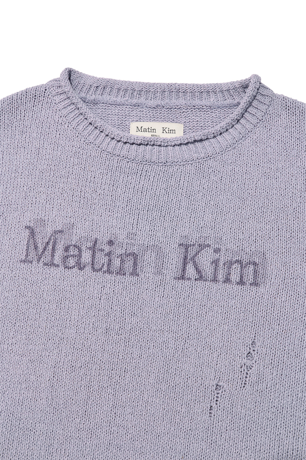 Matin Kim - Crack Logo Vintage Knit Pullover (Lilac) product image 3 | TRAB K-Fashion Australia