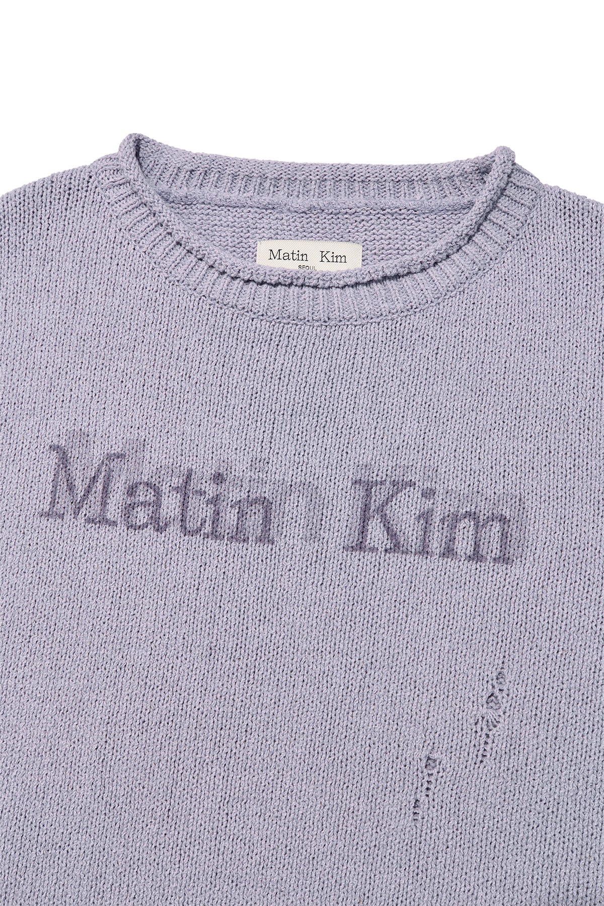 Matin Kim - Crack Logo Vintage Knit Pullover (Lilac) product image 3 | TRAB K-Fashion Australia