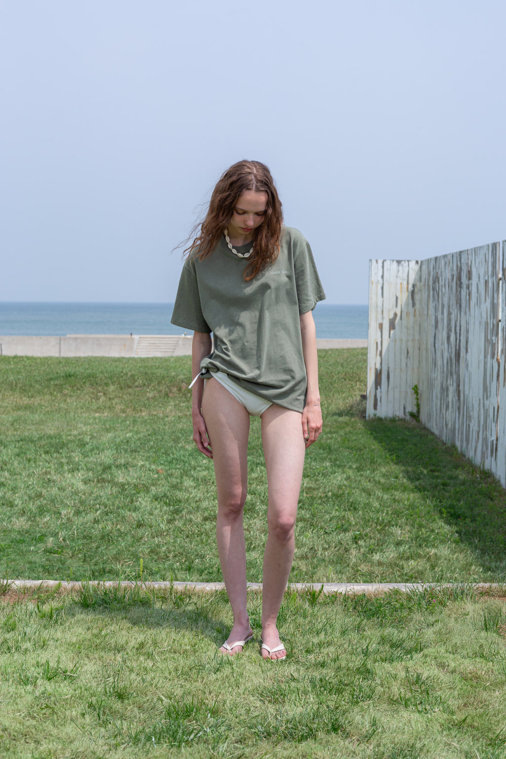 Matin Kim - Vintage Washed Logo Top (Khaki) product image 7 | TRAB K-Fashion Australia