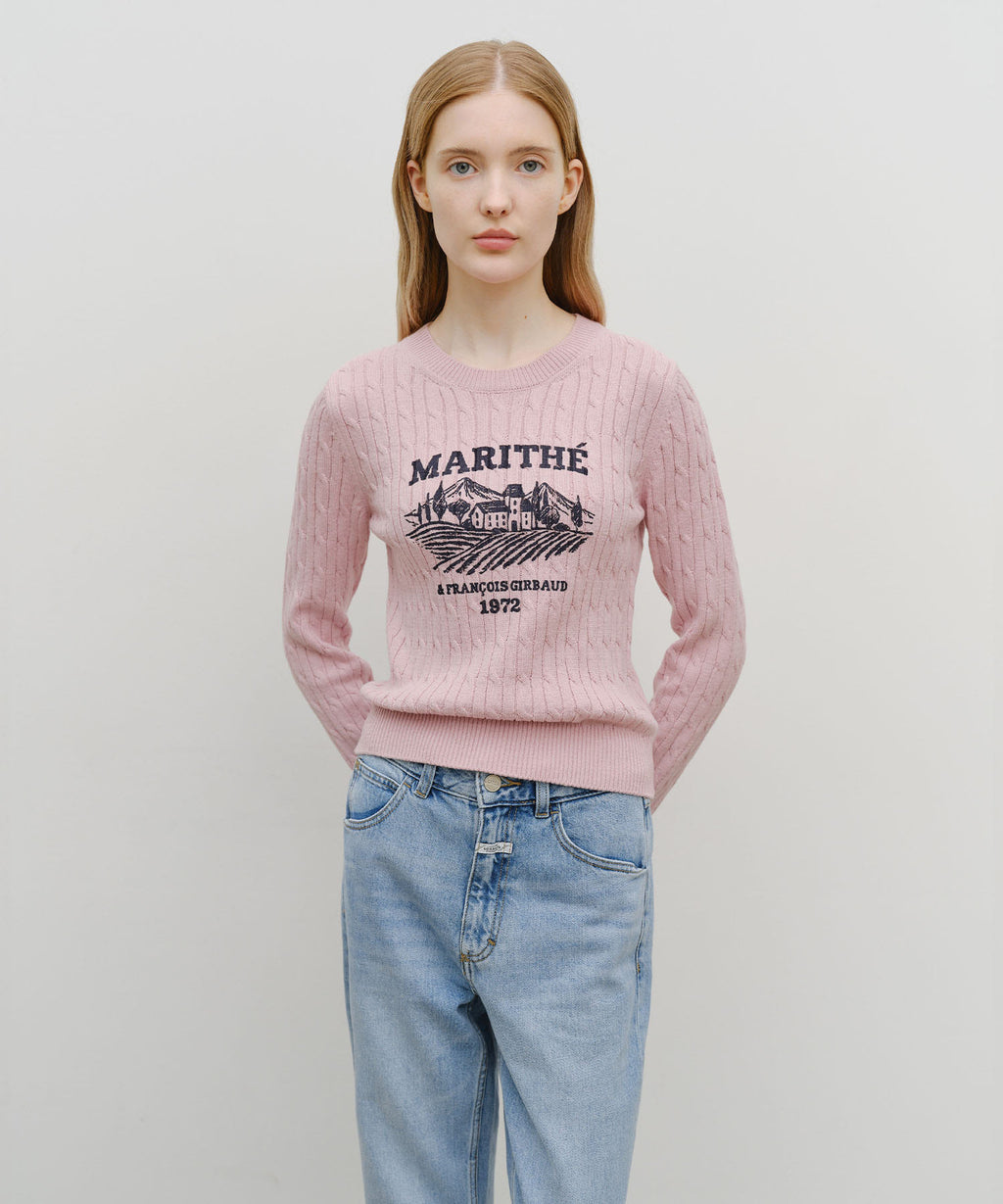 Marithe & Francois Girbaud - Vineyard Cable Knit Pullover (Pink) product image 1 | TRAB K-Fashion Australia