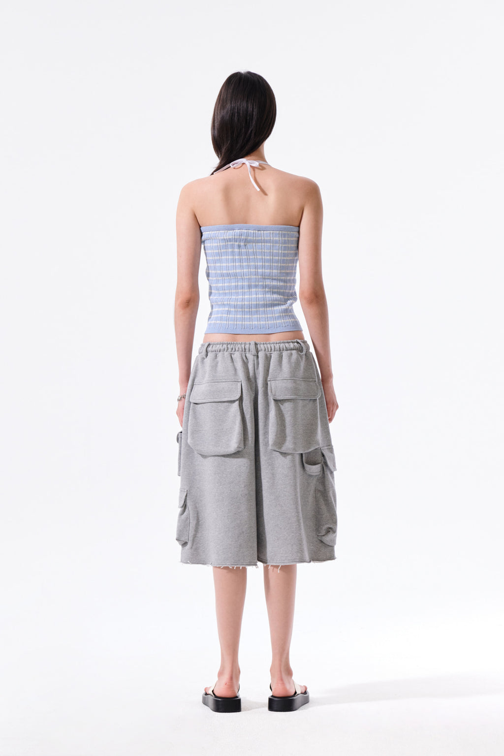 Matin Kim - Stripe Knit Tube Top (Light Blue) product image 7 | TRAB K-Fashion Australia